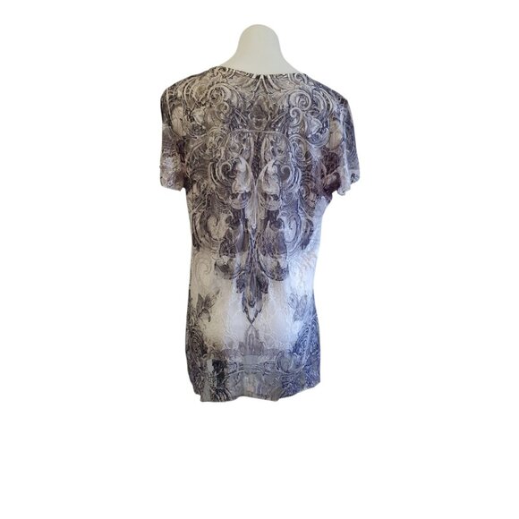 Vintage Dressbarn Lace Jem Sheer Layered Large Gothic Y2K Rocker Biker Tee - Picture 5 of 14